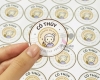 In decal nhựa trắng sữa hình tròn 