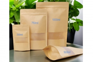 Túi zipper giấy kraft đáy ovan cửa sổ 