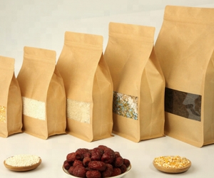 Túi Zipper Giấy Kraft 8 Cạnh Cửa Sổ Bóng 