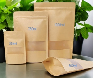 Túi zipper giấy kraft đáy ovan cửa sổ 
